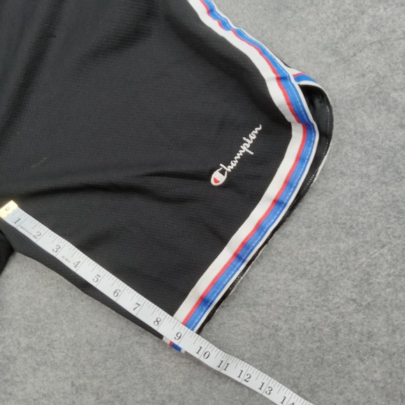 Champion Shorts Mens Large Black Performance Athletic Gym Red Blue Trim - Picture 5 of 7